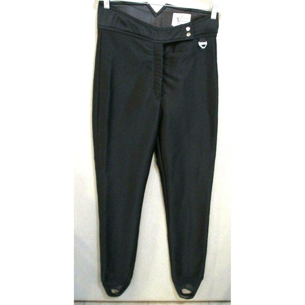 Vintage Tyrolia Women's Stirrups Snow Ski Pants Schoeller Skifans Size 12 Black